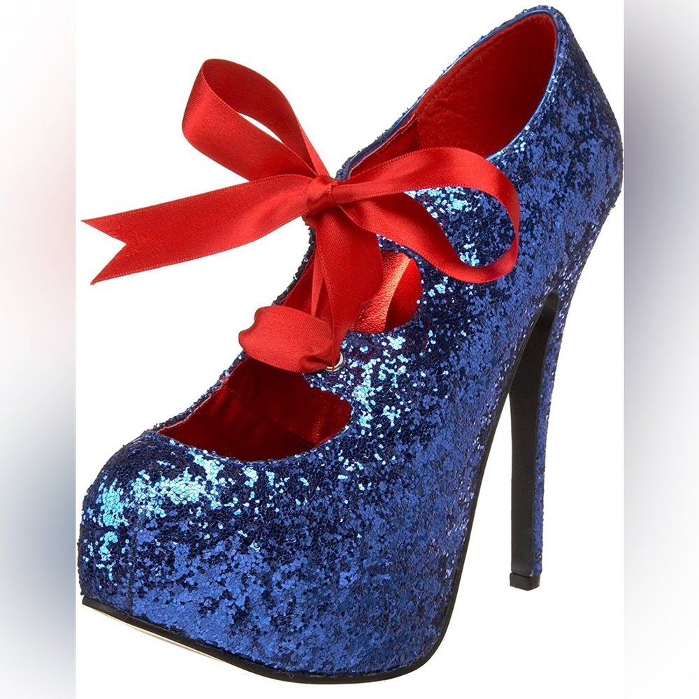 ✨Bordello Blue Glitter ✨ Platform Pump